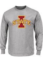 Iowa State Cyclones Mens Grey Primary Logo Big and Tall Long Sleeve T-Shirt