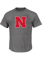Nebraska Cornhuskers Mens Charcoal Primary Logo Big and Tall T-Shirt