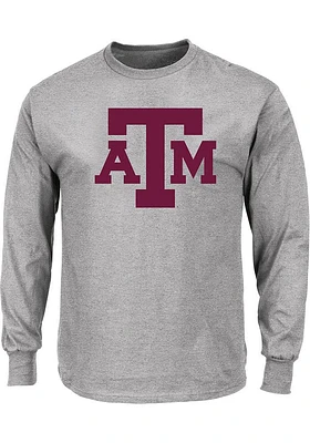 Texas A&M Aggies Mens Grey Primary Logo Big and Tall Long Sleeve T-Shirt