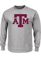 Texas A&M Aggies Mens Grey Primary Logo Big and Tall Long Sleeve T-Shirt