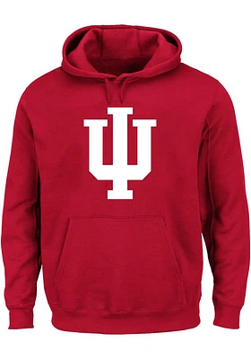 Indiana Hoosiers Mens Crimson Primary Logo Big and Tall Hooded Sweatshirt