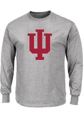 Indiana Hoosiers Mens Grey Primary Logo Big and Tall Long Sleeve T-Shirt