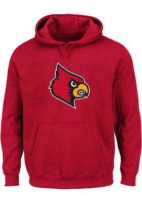 Louisville Cardinals Mens Red Primary Logo Big and Tall Hooded Sweatshirt