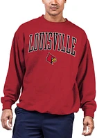 Louisville Cardinals Mens Red Arch Big and Tall Crew Sweatshirt