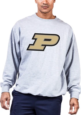 Purdue Boilermakers Mens Grey Primary Logo Big and Tall Crew Sweatshirt