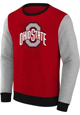 Ohio State Buckeyes Mens Red Contrast Big and Tall Crew Sweatshirt