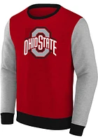 Ohio State Buckeyes Mens Red Contrast Big and Tall Crew Sweatshirt