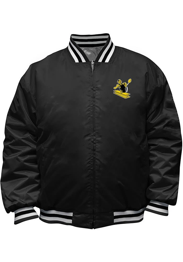 Pittsburgh Steelers Mens Black REVERSIBLE SATIN Big and Tall Light Weight Jacket