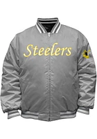 Pittsburgh Steelers Mens Black REVERSIBLE SATIN Big and Tall Light Weight Jacket