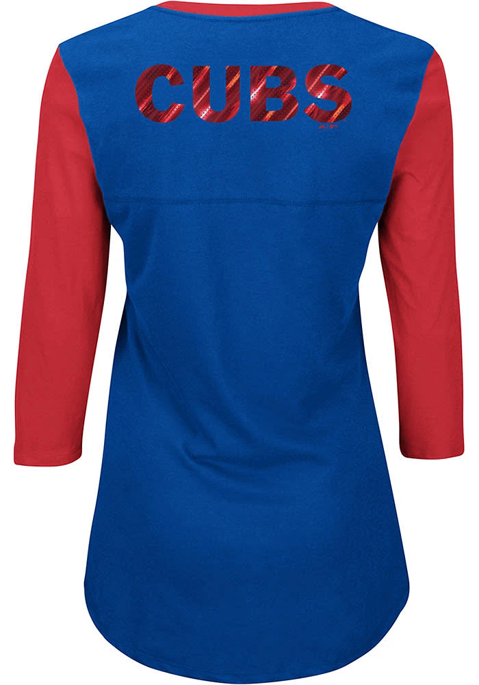 Chicago Cubs Womens Blue Above Average LS Tee