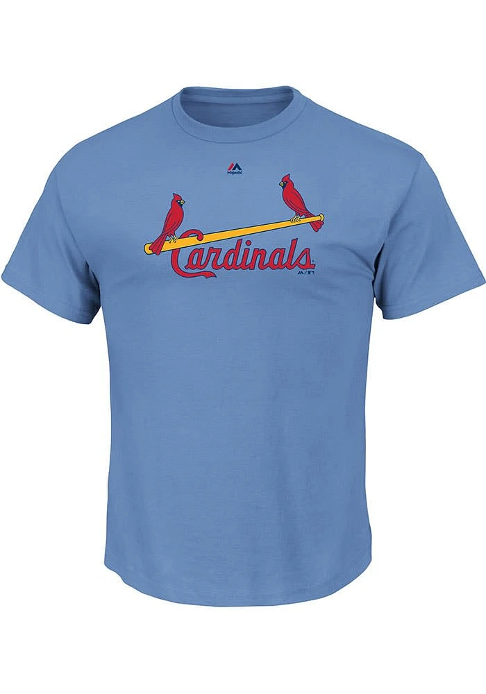 St Louis Cardinals Mens Light Blue Wordmark Logo Big and Tall T-Shirt