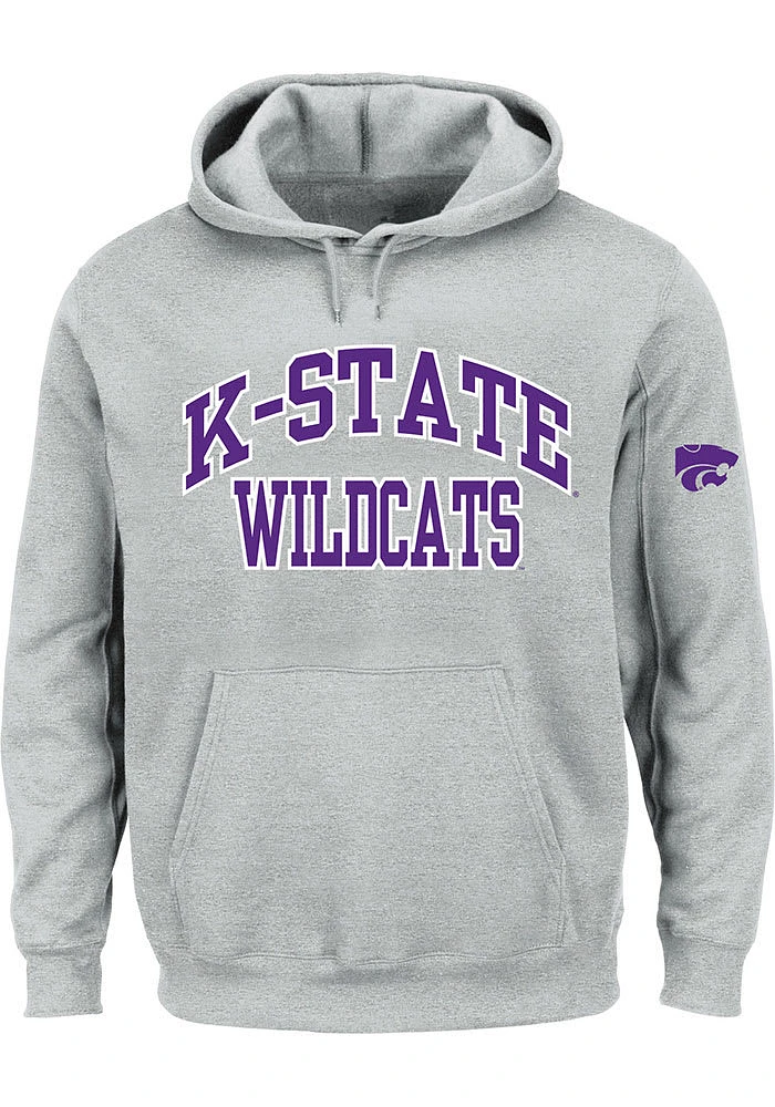 K-State Wildcats Mens Grey Arch Big and Tall Hooded Sweatshirt