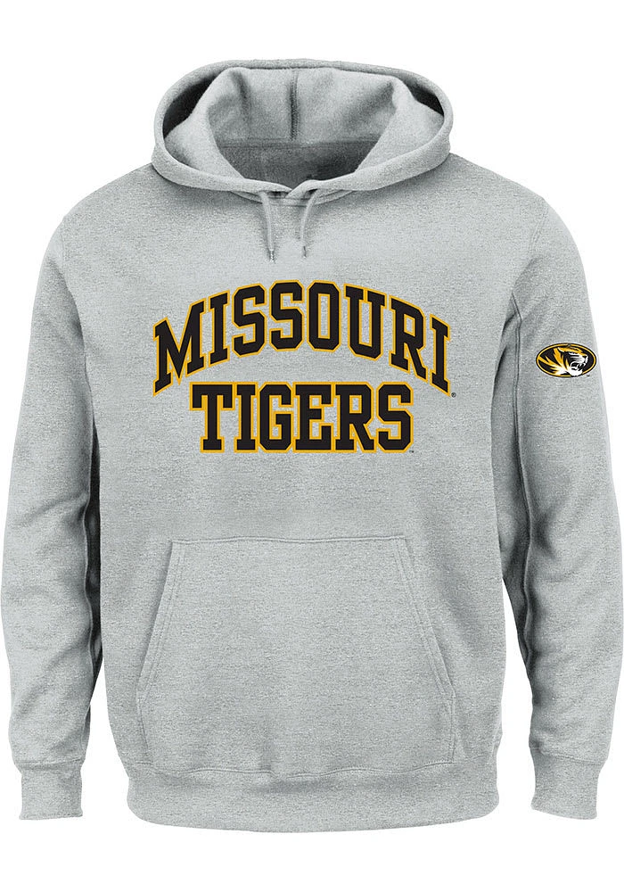 Missouri Tigers Mens Grey Arch Big and Tall Hooded Sweatshirt