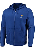 Kansas Jayhawks Mens Blue Contrast Big and Tall Zip Sweatshirt