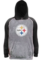 Pittsburgh Steelers Mens Grey Raglan Big and Tall Hooded Sweatshirt