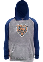 Chicago Bears Mens Grey Raglan Big and Tall Hooded Sweatshirt