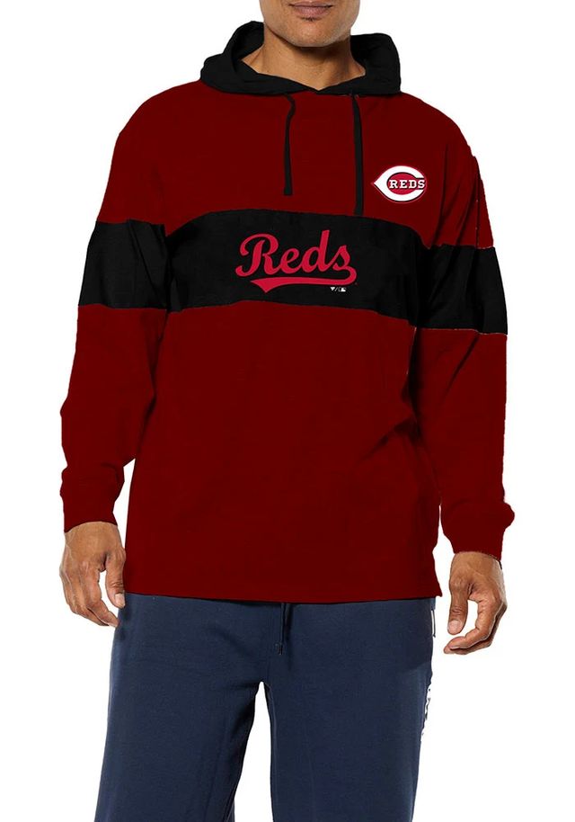 Cincinnati Reds Mens Red Pullover Hood Long Sleeve Hoodie