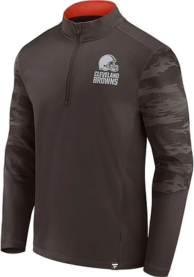 Cleveland Browns Mens Brown RINGER Big and Tall Qtr Zip
