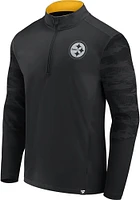 Pittsburgh Steelers Mens Black RINGER Big and Tall Qtr Zip