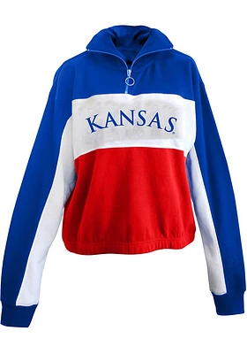 Kansas Jayhawks Womens Crimson Colorblock + Qtr Zip