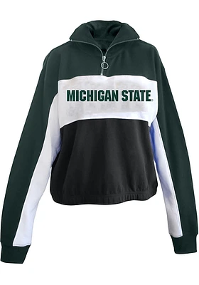 Michigan State Spartans Womens White Colorblock + Qtr Zip