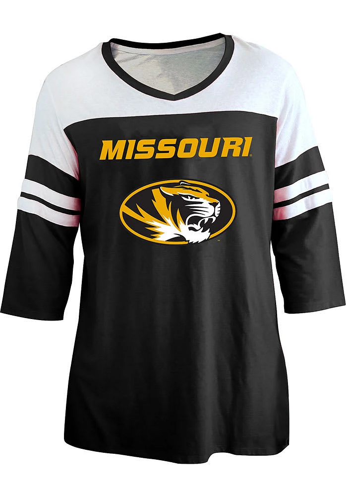Missouri Tigers Womens Black Contrast 3/4 + LS Tee