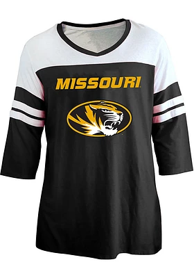 Missouri Tigers Womens Black Contrast 3/4 + LS Tee