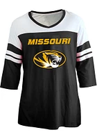 Missouri Tigers Womens Black Contrast 3/4 + LS Tee