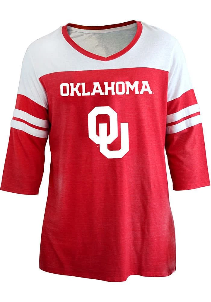 Oklahoma Sooners Womens Crimson Contrast 3/4 + LS Tee