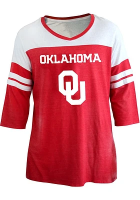 Oklahoma Sooners Womens Crimson Contrast 3/4 + LS Tee