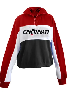 Cincinnati Bearcats Womens Red Colorblock + Qtr Zip