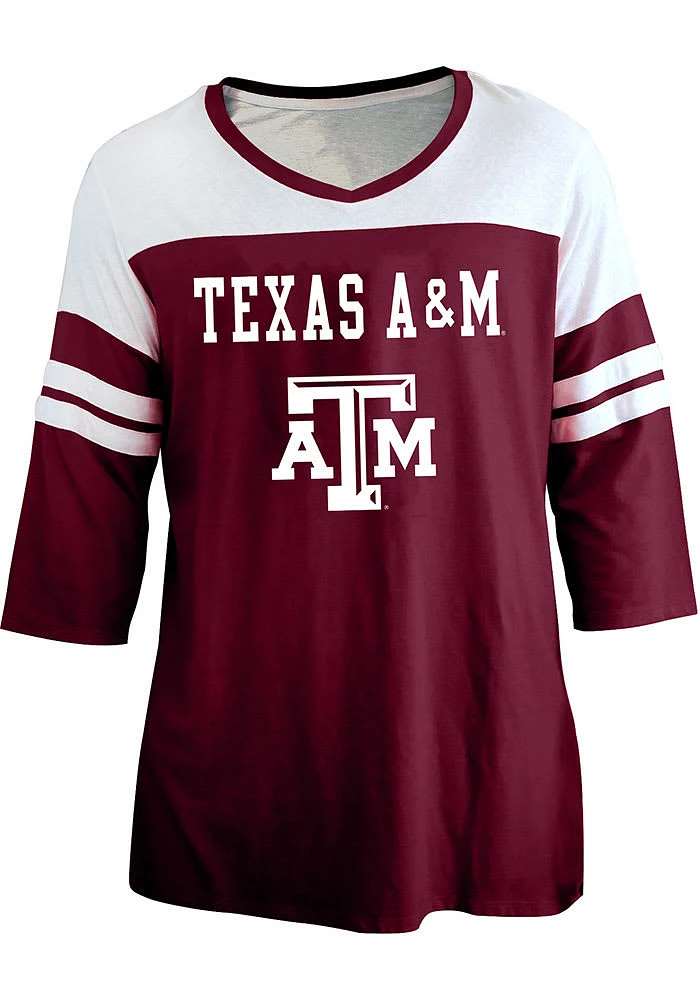 Texas A&M Aggies Womens Maroon Contrast 3/4 + LS Tee