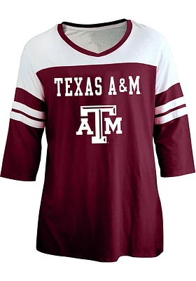 Texas A&M Aggies Womens Maroon Contrast 3/4 + LS Tee
