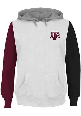 Texas A&M Aggies Womens White Contrast Sleeve + Hooded Sweatshirt