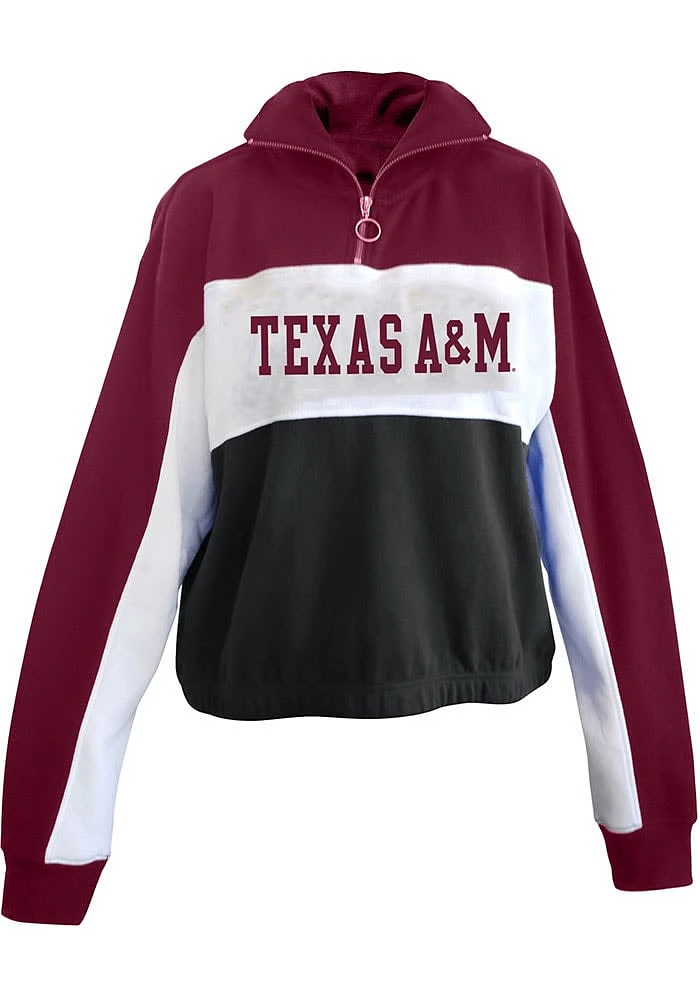 Texas A&M Aggies Womens White Colorblock + Qtr Zip