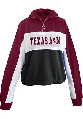Texas A&M Aggies Womens White Colorblock + Qtr Zip