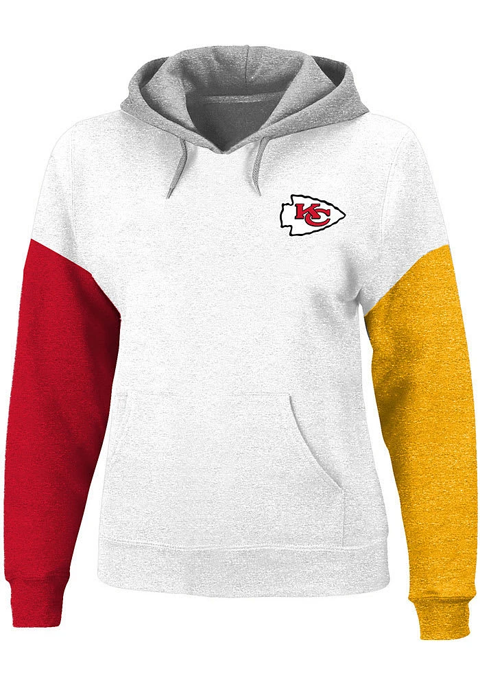 Kansas City Chiefs Womens White Colorblock Hooded Sweatshirt