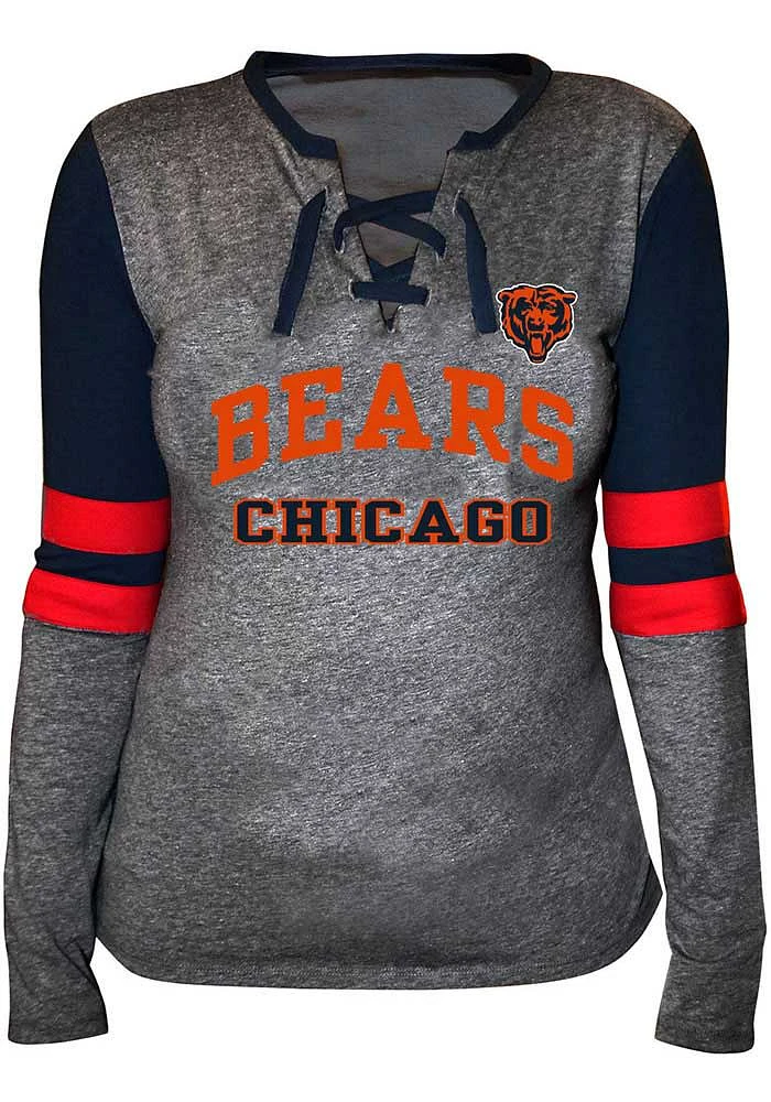 Chicago Bears Womens Charcoal Contrast LS Tee