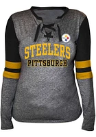 Pittsburgh Steelers Womens Charcoal Contrast LS Tee