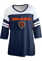 Chicago Bears Womens Navy Blue Striped LS Tee