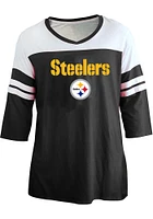 Pittsburgh Steelers Womens Black Striped LS Tee