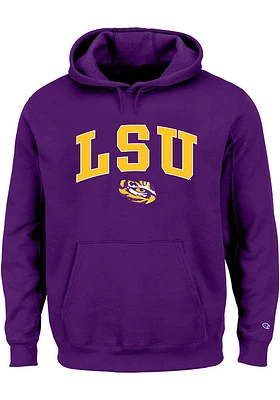 LSU Tigers Mens Purple Arch Name Big and Tall Hooded Sweatshirt
