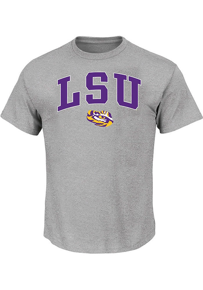 LSU Tigers Mens Grey Arch Name Big and Tall T-Shirt