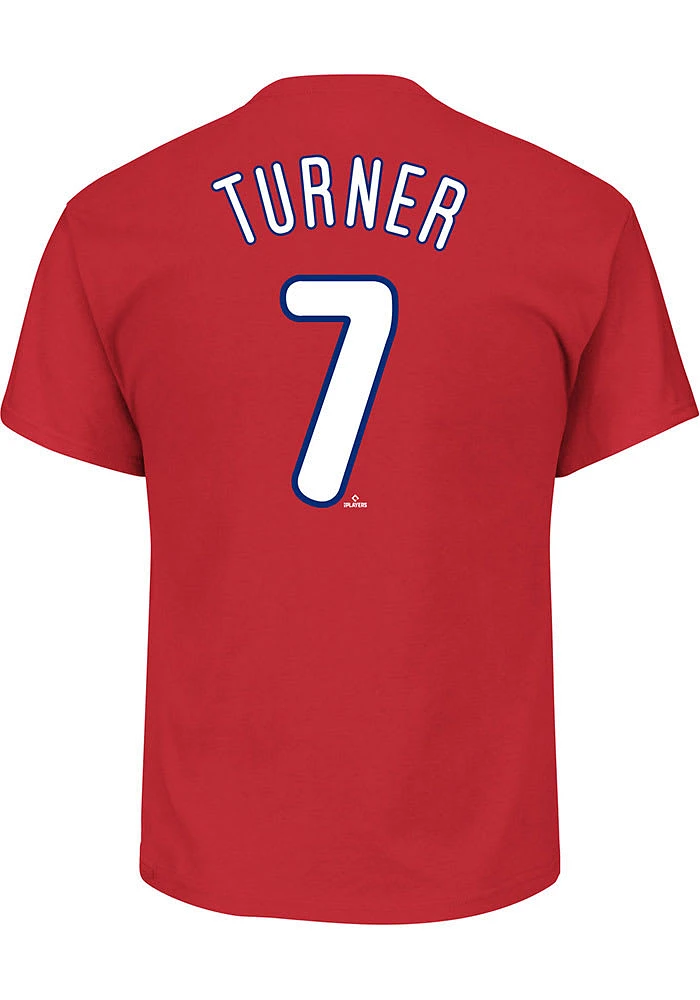 Trea Turner Philadelphia Phillies Mens Name and Number Big Tall Player Tee - Red