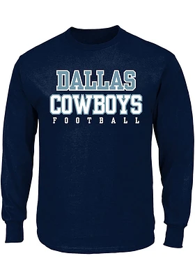 Dallas Cowboys Mens Navy Blue PRACTICE Big and Tall Long Sleeve T-Shirt