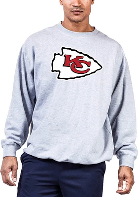 Kansas City Chiefs Mens Grey TEAM LOGO Big and Tall Crew Sweatshirt