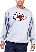 Kansas City Chiefs Mens Grey TEAM LOGO Big and Tall Crew Sweatshirt