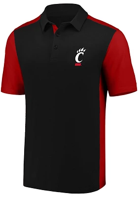 Cincinnati Bearcats Mens Black Contrast Sleeve Big and Tall Polos Shirt