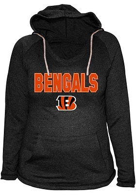 Cincinnati Bengals Womens Black Raw Edge Hooded Sweatshirt