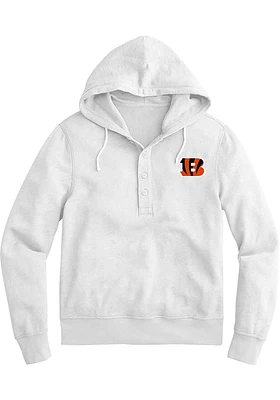 Cincinnati Bengals Womens White Henley Hooded Sweatshirt